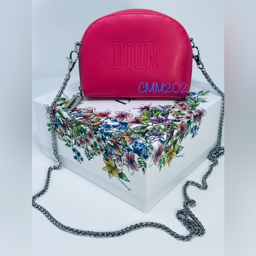 DIOR Pink Beaute Bag on Crossbody Chain with Floral Gift Bag